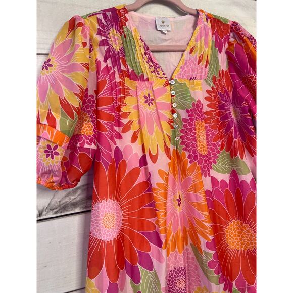 J. Marie Multicolor Short Sleeve Dress Pockets Cute Flirty Easy Size MED - Picture 6 of 6